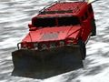 Clearing snow in a jeep 