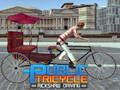 Public tricycle rickshaw driving 