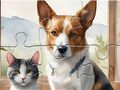 Jigsaw Puzzle: Oil Painting Dog And Cat 