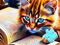 Jigsaw Puzzle: Cat Reading 