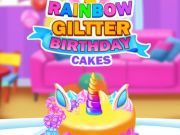 Rainbow Glitter Birthday Cakes