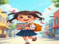 Spil Butterfly School Girl Walk Jigsaw online