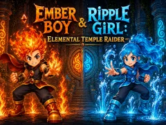 Jwèt Ember Boy & Ripple Girl Elemental Temple Raider sou entènèt