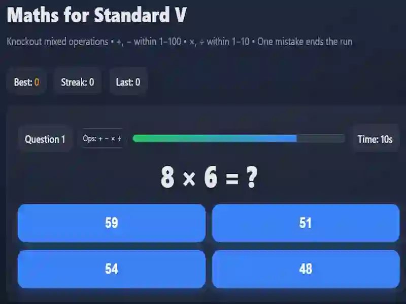 Maths for Standard V — free online game