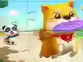 Jigsaw Puzzle: Little Panda Play With Pet — free online game