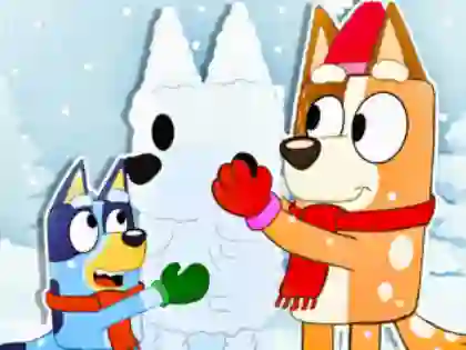Jigsaw Puzzle: Bluey Christmas Snowman — free online game