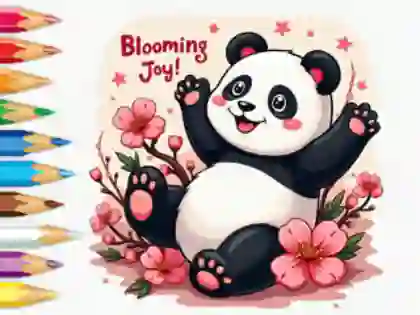 Coloring Book: Little Panda Cherry Blossoms — free online game