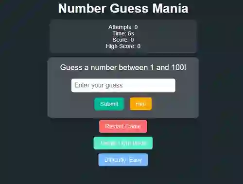 Number Guess Mania — free online game