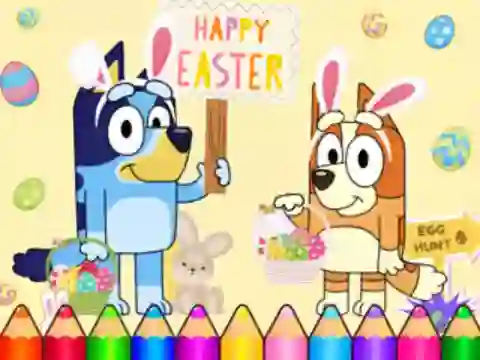 Trò chơi Coloring Book: Bluey Happy Easter trực tuyến