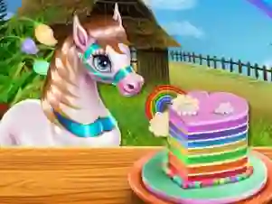 Pony Cooking Rainbow Cake — free online game