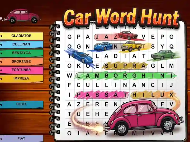 Cluiche Car Word Hunt ar líne