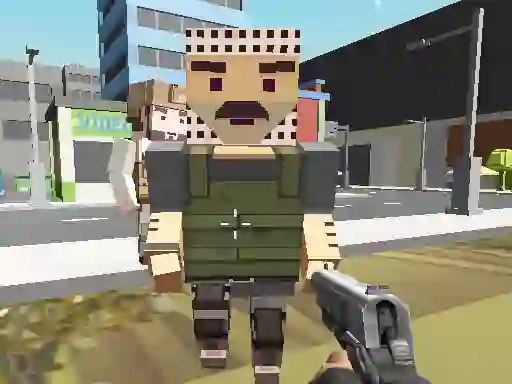 Гульня Block Pixel Cop: Gun Craft In Robbers World онлайн