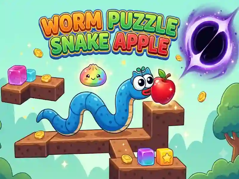 Jwèt Worm Puzzle Snake Apple sou entènèt