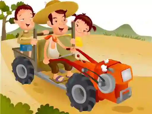 Cartoon Tractor Puzzle — free online game