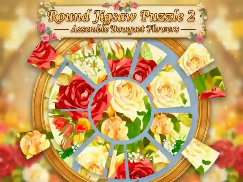 Logħba Round jigsaw Puzzle 2 - Assemble Bouquet flowers onlajn