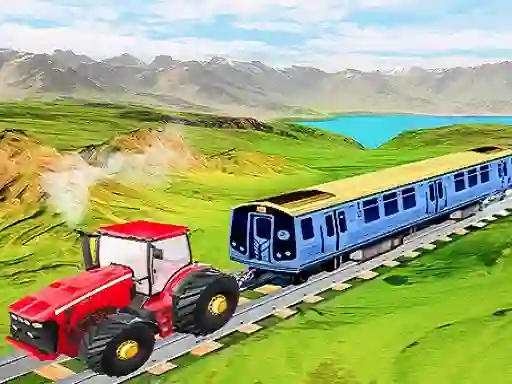 Chained tractor towing train — free online game