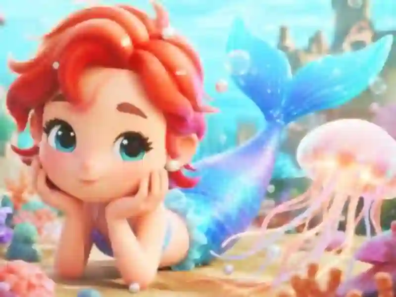 Jigsaw Puzzle: Chibi Mermaid Marshmallow Jellyfish — gratis online spil