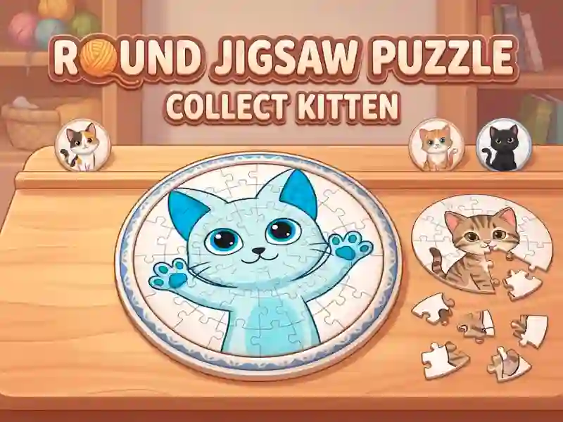 Round jigsaw Puzzle - Collect Kitten – tasuta veebimäng