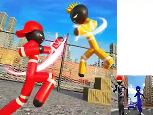 Permainan Stickman Police vs Gangsters Street Fight talian