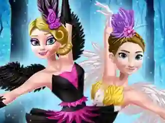 Ellie and Annie Black Swan and White Swan