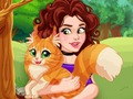 Olivia tames a cat 