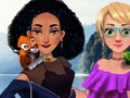 Jasmine and Rapunzel at the campsite 