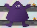 Grimace against giant clown shoes 