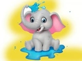 Coloring Book: Elephant Spraying Water 