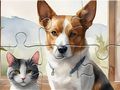 Jigsaw Puzzle: Oil Painting Dog And Cat 