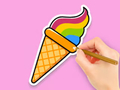 Coloring Book: Rainbow Ice Cream 