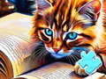 Jigsaw Puzzle: Cat Reading 