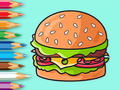 Coloring Book: Delicious Hamburger 