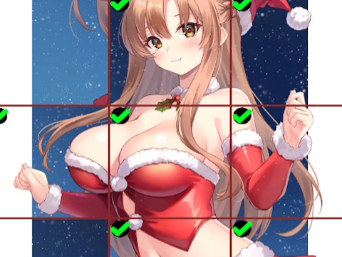 Anime Girls In Red Dress Tile Puzzle