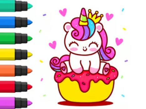 Coloring Book: Unicorn Cupcake
