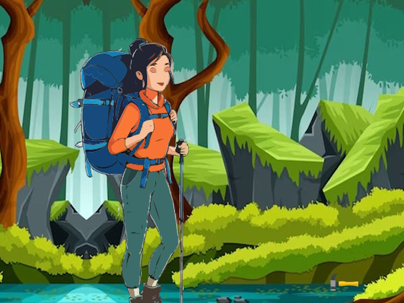 Girl Reaches Hiking Destination